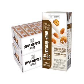 [건국우유] 호두아몬드 두유 190ml 48팩, 48개