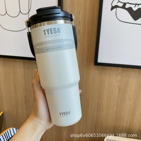 TYESO 스포츠 커피 진공 스텐 텀블러 보온보냉 내장형빨대캠핑 사무 차량용 캐리핸들600ml/750ml