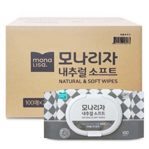 모나리자 내추럴 소프트 물티슈 캡형, 24개, 100매, 192g