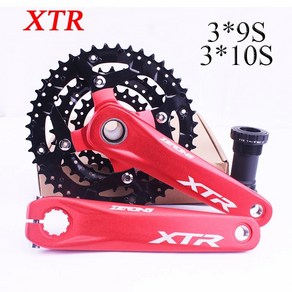 XTR 자전거 크랭크셋 104/64 BCD MTB 크랭크셋 3*9S 3*10S 알루미늄 합금 통합 크랭크 22/24/32/42/44T 자전거 체인링 핏 XTR, 10)Cank Red, 1개