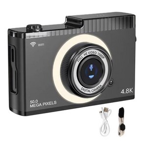 디지털 카메라 자동 초점 4K FHD 50MP 2.4 인치 IPS 스크린 와이파이 브이로그 흔들림 방지 비디오 캠코더, 01 Black_01 CHINA