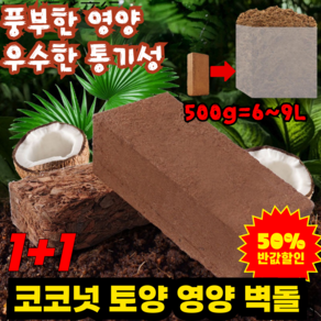 [식물성장촉진] 코코넛 토양 영양 벽돌 만능 코코넛 브릭 토양, 2개