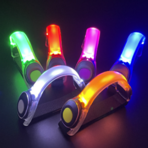 티르비 LED 러닝 암밴드 바이크 라이딩 야간 안전 밴드 7colo, 2개, 블랙 그린