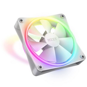 NZXT F140 RGB 듀오 140mm 양면 팬 – 20개 개별 주소 지정 가능 LED 균형 잡힌 공기 흐름 및 정압 유체 동적 베어링 PWM 제어 진동 방지 고무 모서리 검, 120mm_RGB Duo  White, White_RGB Duo