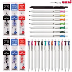 [4개 묶음] 미쯔비시 유니볼 원 볼펜 20색 리필심 0.38mm 0.5mm, 리필심_0.38 레드