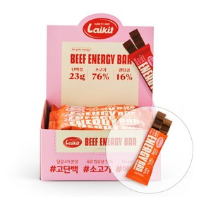 라이킷간식 프로틴 고단백 에너지바 소고기, 15개, 40g