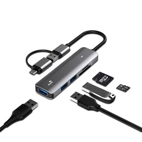 액센 MH21 듀얼커넥터 5in1 USB3.0 멀티허브, 1개