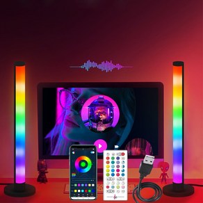 Meyuge RGB LED 스트립 바 조명 USB 모니터 인테리어 무드등 APP 음악의 율동, 원기둥형, 혼합색상