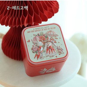 버니 틴케이스 토끼 정사각 다꾸 보관함 스티커 도무송 보관, 1개, 2레드고백