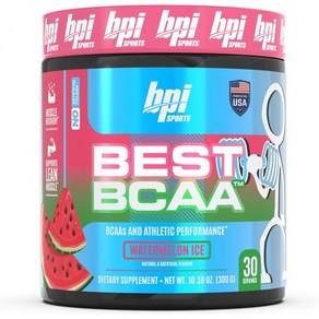 BPI 스포츠 베스트 BCAA - 남성 여성 수분 공급 분지 사슬 아미노산이 함유된 BCAA 파우더 운동 후 스포츠 음료 - 수박 아이스 - 30인분, 1개, 300g