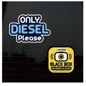 뭉키데코 칼라 문구 Only Diesel 차량 주유구 스티커 2종 세트, 1세트