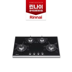 린나이 가스레인지 빌트인 펄크리스탈 4구 RBR-P4400 (220V), 설치원함(+가스밸브설치), LNG