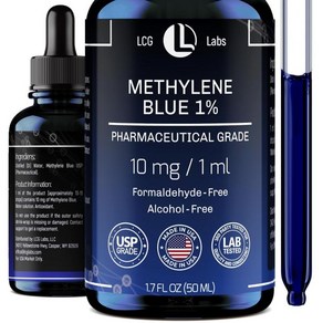 메틸렌블루 의약품 등급 USP 1 액적액 포름알데히드 무알콜 미국산 1.7 Fl OZ, Methylene Blue 1%, 1개