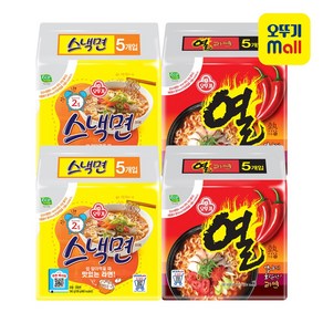 오뚜기 스낵면 5p x 2팩 + 열라면 5p x 2팩, 1세트, 20개