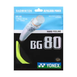 요넥스 배드민턴라켓 BG 80 스트링 0.68mm/10m화이트 옐로우 바이올렛