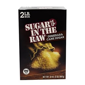 Suga In The Raw Ganulated Tubinado Cane Suga 생 과립형 터비나도 지팡이 설탕 에리스리톨 없음 순수 천연 감미료 따뜻한 음료 및, 907.18g, 1개