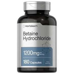 Hobäach Betaine HCl 1200mg  180캡슐 베타인 염산염 보충제 GM, 180정, 1개