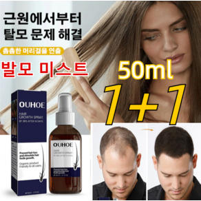 1+1/2+2 발모 미스트 50ml 남녀 공용 모발 영양액 모근 강화/탈모 방지/두피 케어, 50ml*1+1