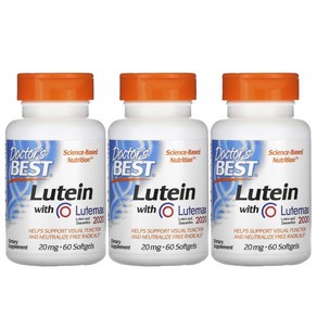 닥터스베스트 루테인 지아잔틴 메리골드 마리골드 꽃 Lutein 20mg 60정 3병, 3개