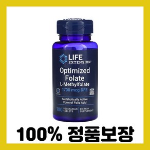 라이프익스텐션 수명 연장 최적화된 엽산 1 700mcg DFE 식물성 정제 100정