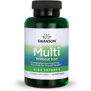 스완슨 Swanson Multi Without Ion Multivitamin Health Supplement Ion-Fee Fomula 120 Softgels Sgels, 1개, 120정