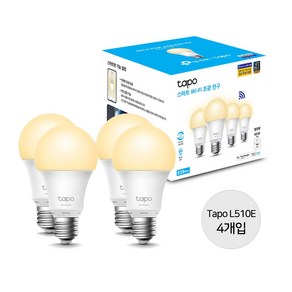 티피링크 Tapo L510E (4-Pack) Wi-Fi 조광 전구 LED 조명 무드등 IoT / 공식 판매점, 전구색, 4개