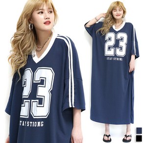 통통마녀 ] 슈퍼 23 V넥 반팔 원피스 2컬러 / 오버사이즈 / 6XL