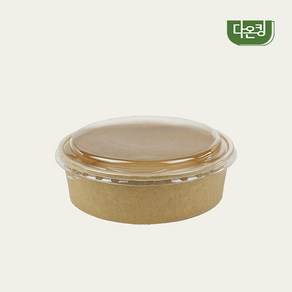 다온킹(소량) 크라프트 KR원형 종이용기S 1000ml PET 뚜껑 용기, 1세트, 50개