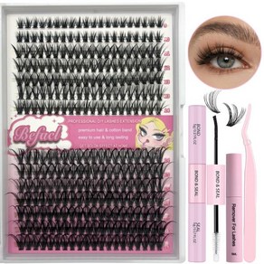 Lash Extension Cluste Kit with 280 Pcs 40D DIY Eyelash Clustes Bond and Seal Remove Lash and, 07 Lash Exension Kit-40D-280PC, 1개