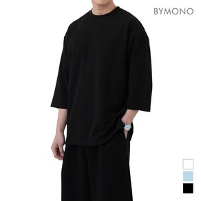 M~6XL 바이모노 인생 뉴테크 무지 7부 티셔츠 7부티 남자 빅사이즈 루즈핏 남성 면 오버핏 화이트 소라 블랙 M L XL 2XL 3XL 4XL 5XL 6XL