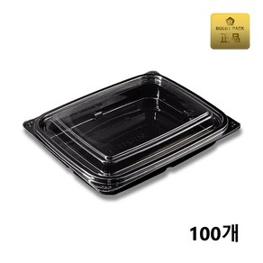 버디팩 PET 검정 사각 반찬 용기 550ml MT-211, 100세트, 1개