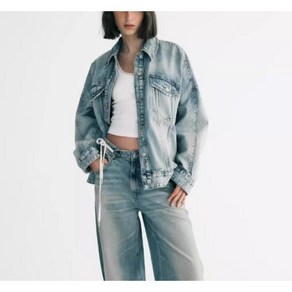 ZARA 여자 데님자켓 오버핏 스타일리시 청자켓 카라넥 11Y0920