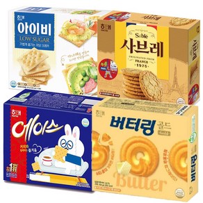 해태제과 버터링302g+에이스364g+사브레315g+아이비270g 대용량 4종세트 각1개