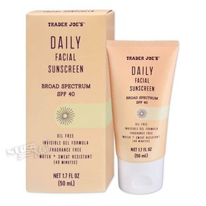 뷰티관리 [1 1] 트레이더조 데일리 페이셜 선스크린 SPF40 50ml TRADER JOE`S DAILY FACIAL SUNSCREEN케어4862470, 1개