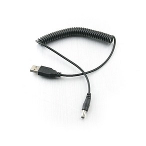 USB 2.0 전원 케이블 스프링 DC 5.5mm 숫 x 내경 2.5미리 30~50cm NA307 꼬불이 아답타 어댑터 아답터 전원 디씨 디시 선 연결 라인 하이패드 블랙박스 충전 전원 Cable 보조 밧데리 배터리, 1개