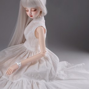 돌모아 구체관절인형의상 56cm 60cm SD13 화이트 레이스 민소매 핀턱 원피스 드레스 SD - Celeb Long Dess (White) [B1-5-5], 1개
