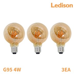 Ledison LED 에디슨전구 G95 4w, 3개, 전구색