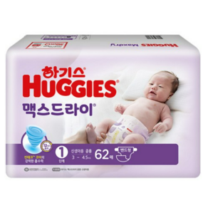 2021 신형 하기스 맥스드라이 밴드형 기저귀 남녀공용 신생아용 1단계(3~4.5kg), 1단계, 118매