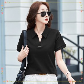 Gadle 봄여름 여성 폴로 반팔 티셔츠 골프반팔티 카라 반티 슬림핏 여성 골프웨어 DF376