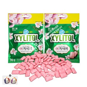 해태제과 자일리톨 아카시아껌(90g) x 2봉+자색옥춘사탕 20g 세트, 90g, 2개