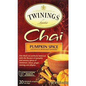 Twinings of London Pumpkin Spice Chai Tea Bags 20 Count (Pack of 1) Twinings of London Pumpkin Spic, 1개, 181.44g