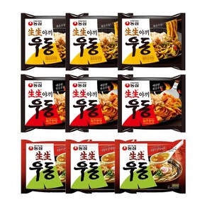 농심 생생야끼 우동 9개(우동맛3+데리야끼맛3+화끈한맛3), 1세트, 253g