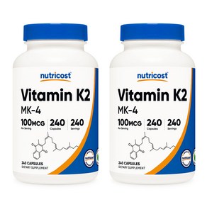 뉴트리코스트 비타민 K2 (MK4) 100mcg 240캡슐 2개, 240정