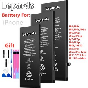 LEPARDS 고용량 전화 배터리 아이폰 6S 6 7 8 플러스 X 교체 배터리 아이폰 5S SE XR XS 11 무료 도구