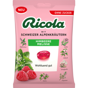 리콜라 Ricola 무설탕 목캔디 라즈베리 레몬밤, 1개, 75g