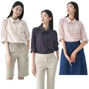 [지센] 여성 잔체크 둥근카라 포켓 블라우스 LCWSO531_[3컬러]