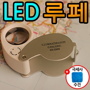 도매짱 (domejjang) [40배율 LED 루페] 돋보기 휴대용 확대경 접이식 미니 현미경, 1개