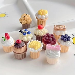 12개 고퀄리티 생크림 머핀 미니어처 맛있는 과일 컵케이크 DIY 공예 미니 하우스 장식 인형의집 미니어쳐 피규어