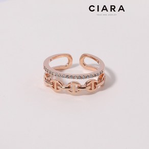 CIARA 14K Tieste 투라인 버튼체인 반지(GoldPlated)