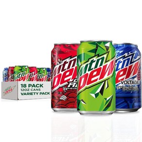 Mountain Dew 마운틴듀 오리지널 듀 코드레드 볼티지 버라이어티팩, 18개, 355ml